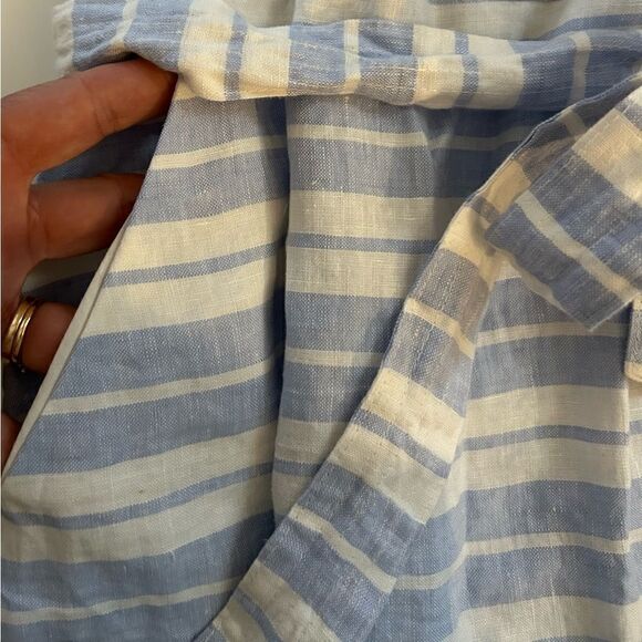 Sigrid Olsen 100% Linen Blue White Striped Halter Midi Summer Dress Size 4 - Picture 8 of 10